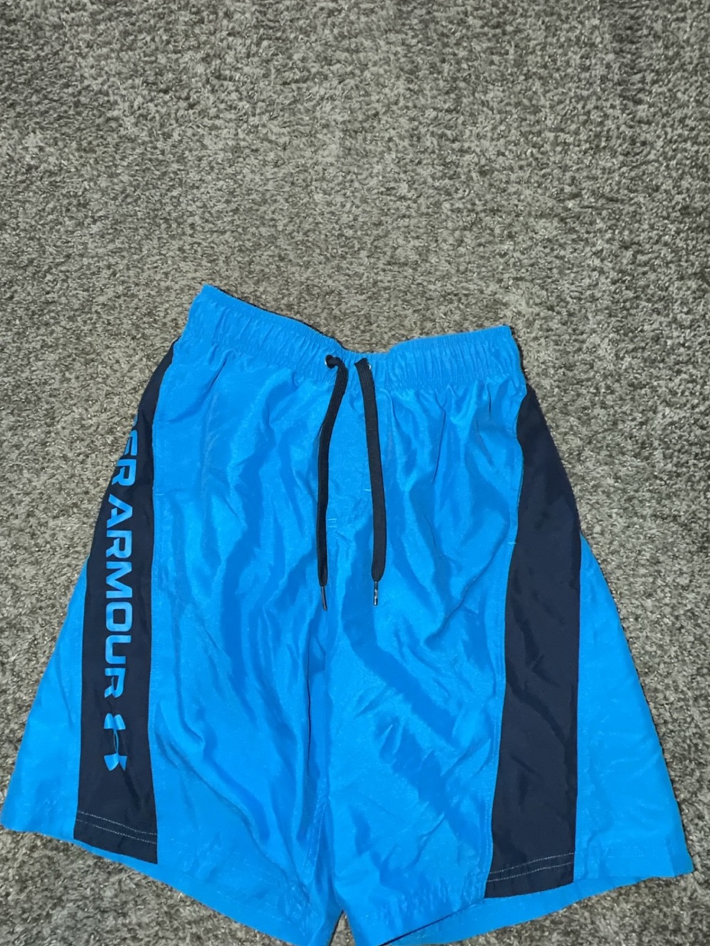 Under Armour Blue Swim Trunks with Black Accents